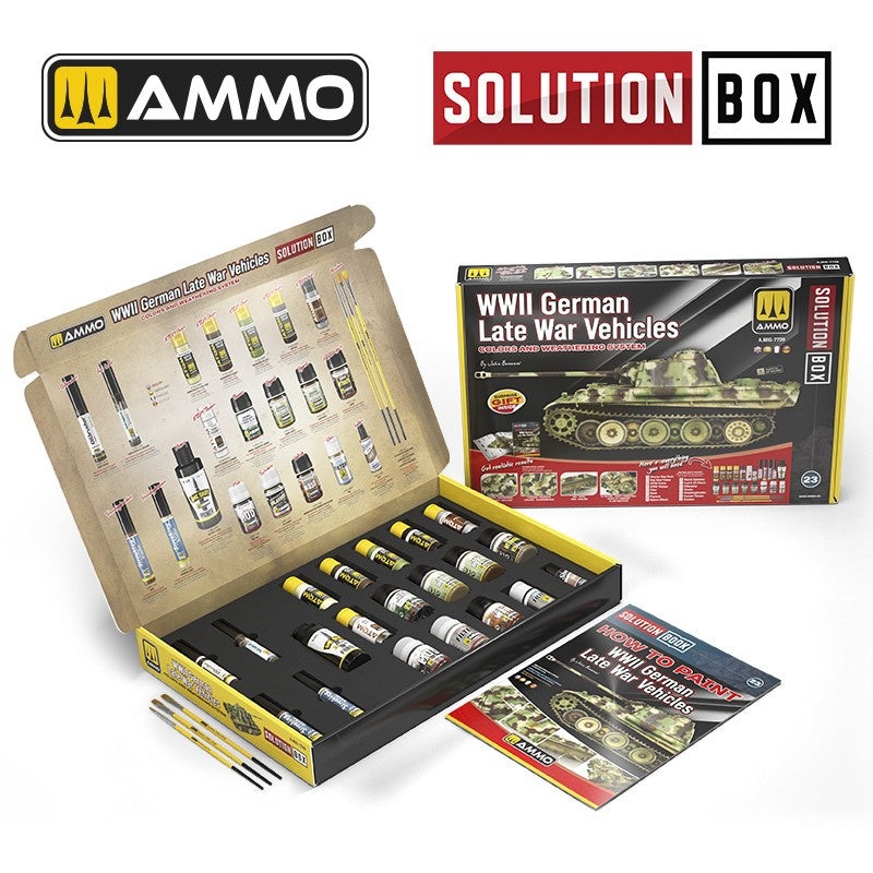 AMMO – WWII German Late War Vehicles. Colors and Weathering System – SOLUTION BOX 23