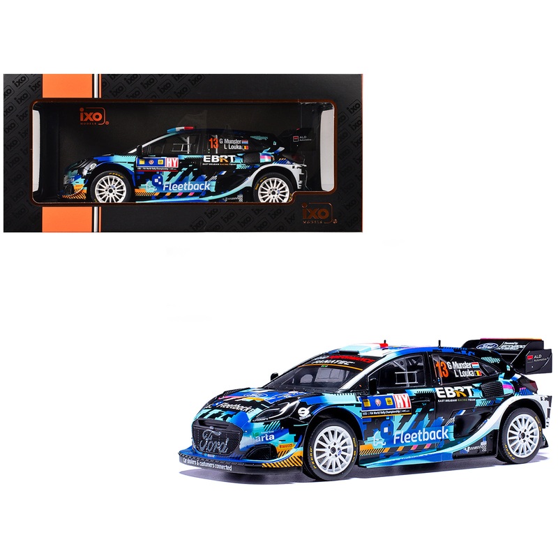 Ford Puma Rally1 #13 Gregoire Munster – Louis Louka “Central European Rally” (2023) 1/18 Diecast Model Car by IXO Models