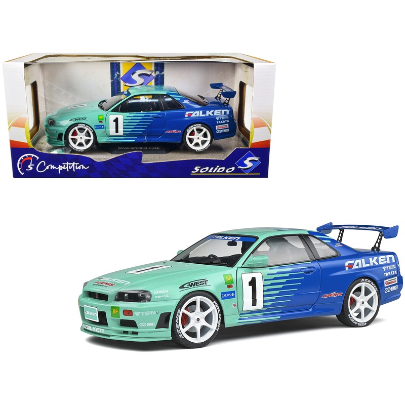 Nissan Skyline GT-R (R34) RHD (Right Hand Drive) #1 Hironori Takeuchi – Yuji Tachikawa “Falken” JGTC (Japan Grand Touring Championship) (2001) “Competition” Series 1/18 Diecast Model Car by Solido