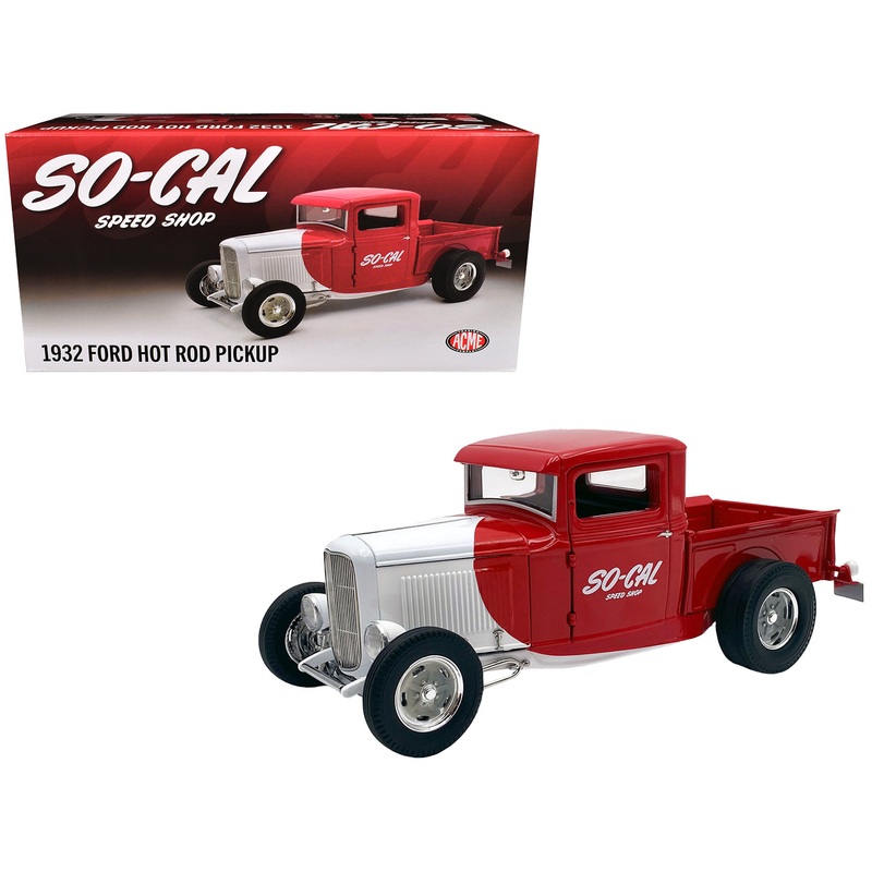 1932 Ford Pickup Truck “So-Cal Speed Shop” Red and White Limited Edition to 500 pieces Worldwide 1/18 Diecast Model Car by ACME