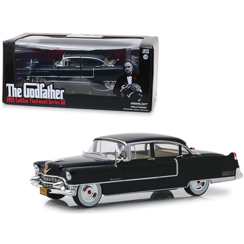 1955 Cadillac Fleetwood Series 60 Black “The Godfather” (1972) Movie 1/24 Diecast Model Car by Greenlight