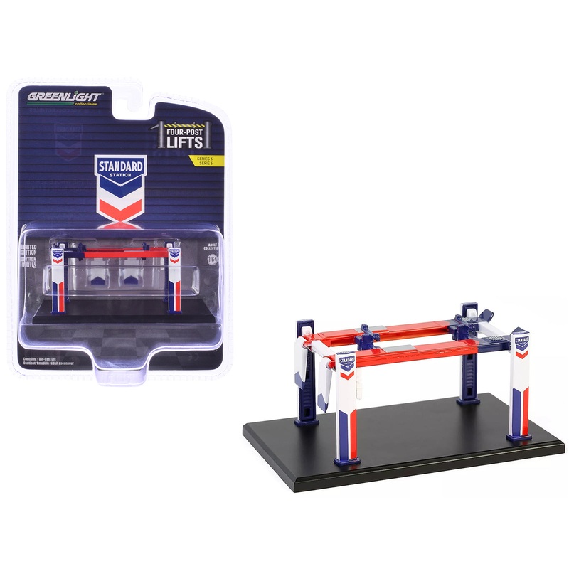 Adjustable Four-Post Lift “Standard Oil” Red White and Blue “Four-Post Lifts” Series 6 1/64 Diecast Model by Greenlight