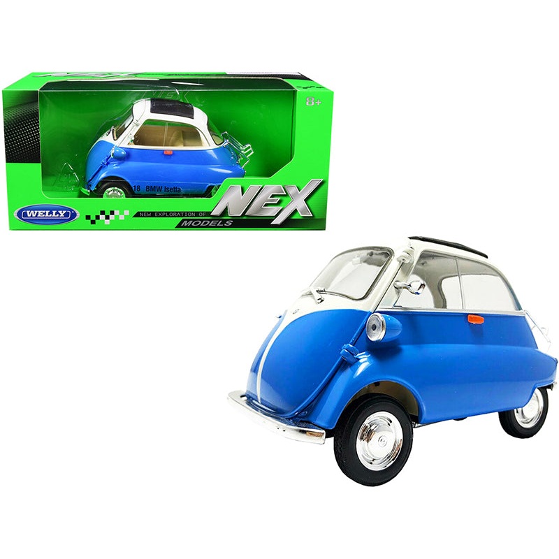 BMW Isetta Blue and White “NEX Models” 1/18 Diecast Model Car by Welly
