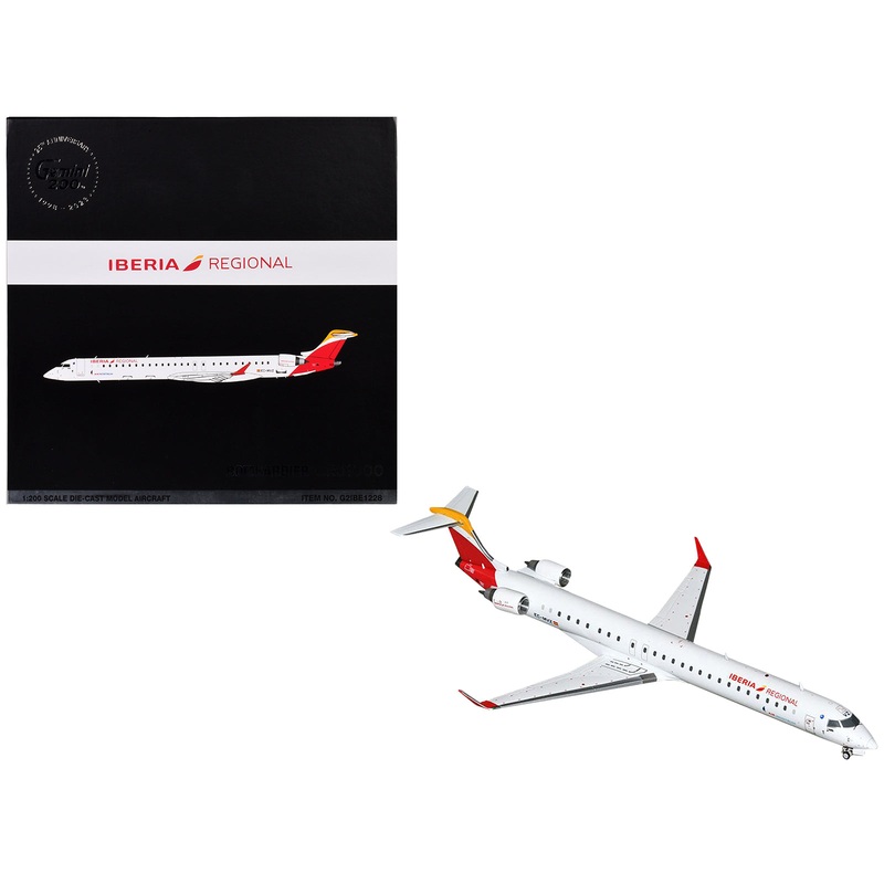 Bombardier CRJ1000 Commercial Aircraft “Iberia Regional” (EC-MVZ) White with Red Tail “Gemini 200” Series 1/200 Diecast Model Airplane by GeminiJets