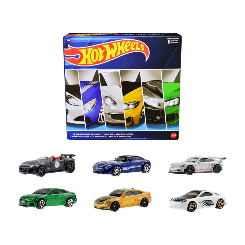 “European Theme” 6 piece Set Diecast Model Cars by Hot Wheels
