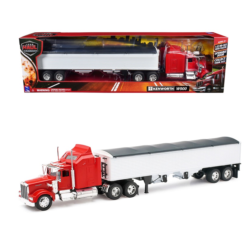 Kenworth W900 Grain Truck Red and White “Long Haul Truckers” Series 1/32 Diecast Model by New Ray