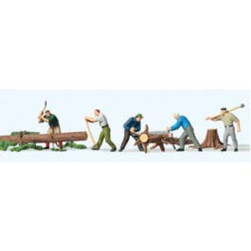 Preiser 10495  HO Lumberjacks, With Logs pkg (5)