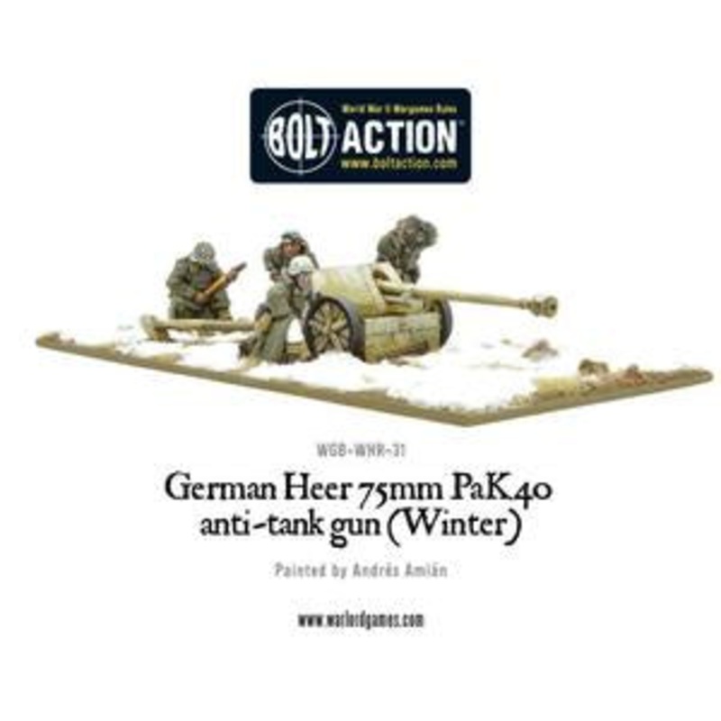 Warlord – Bolt Action: German Heer 75mm Pak 40 anti-tank gun (Winter) (Metal)
