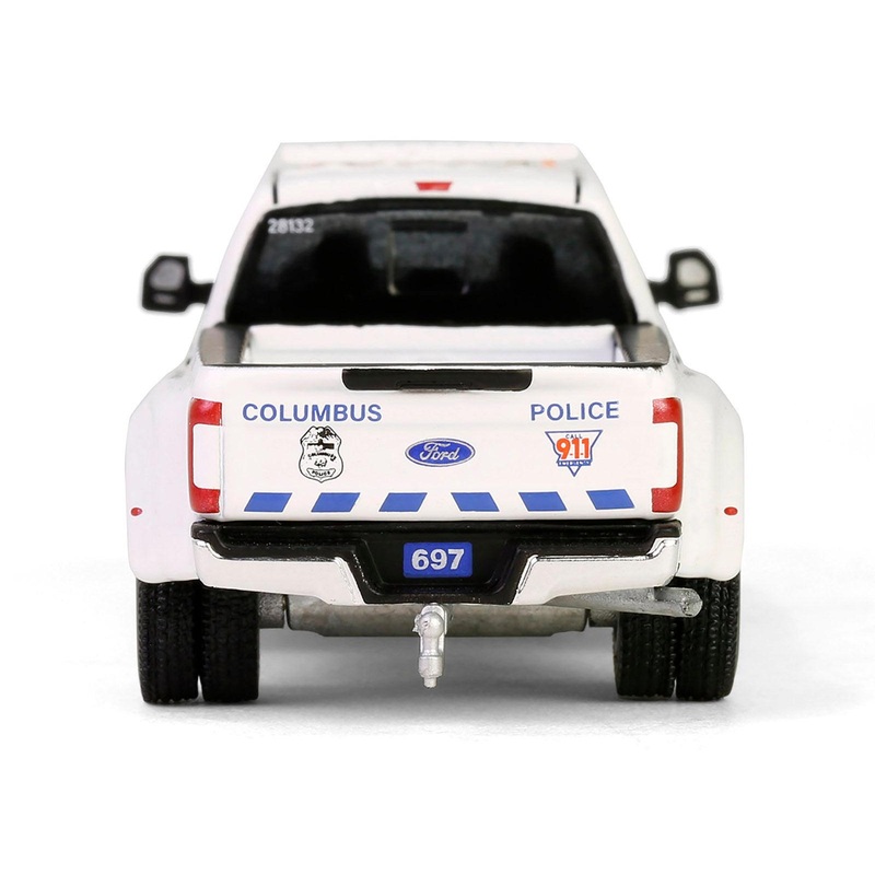 2019 Ford F-350 XL Dually Pickup Truck “Columbus Division of Police Mounted Unit Columbus OH” White “Dually Drivers” Series 15 1/64 Diecast Model Car by Greenlight