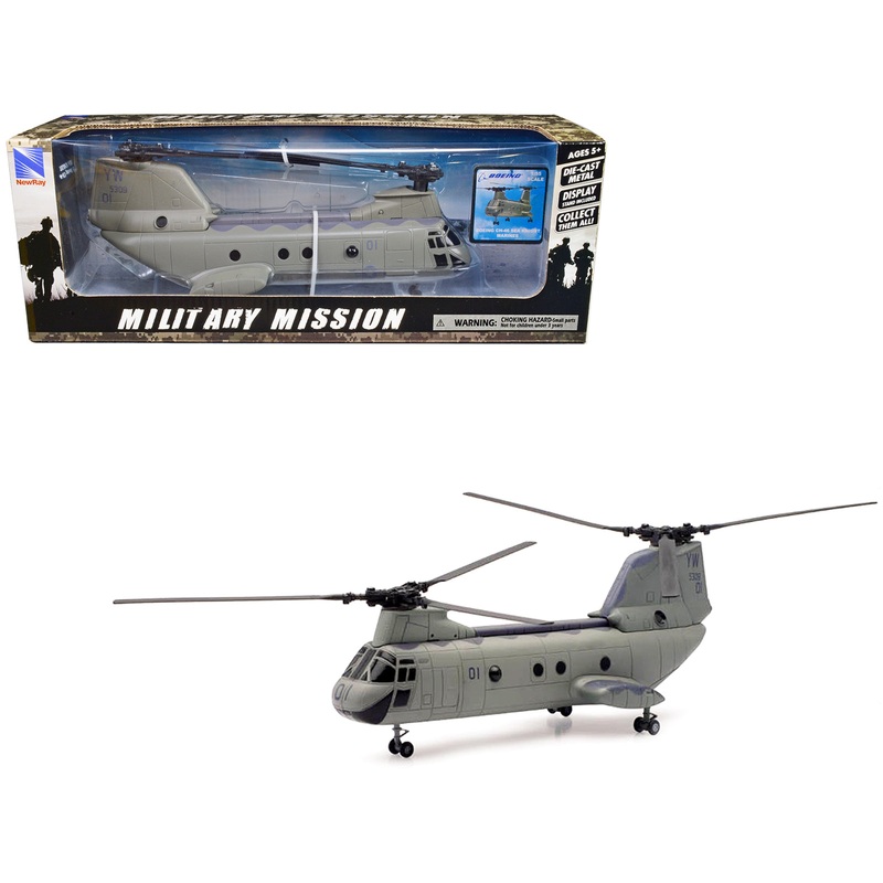 Boeing CH-46 Sea Knight Helicopter Olive Drab “United States Marines” “Military Mission” Series 1/55 Diecast Model by New Ray