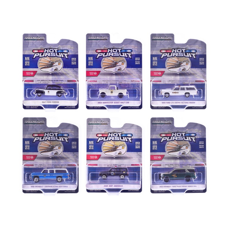 “Hot Pursuit” Series 46 Set of 6 Police Cars 1/64 Diecast Model Cars by Greenlight