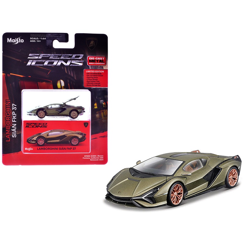 Lamborghini Sian FKP 37 Green Metallic “Speed Icons” Series 1/64 Diecast Model Car by Maisto