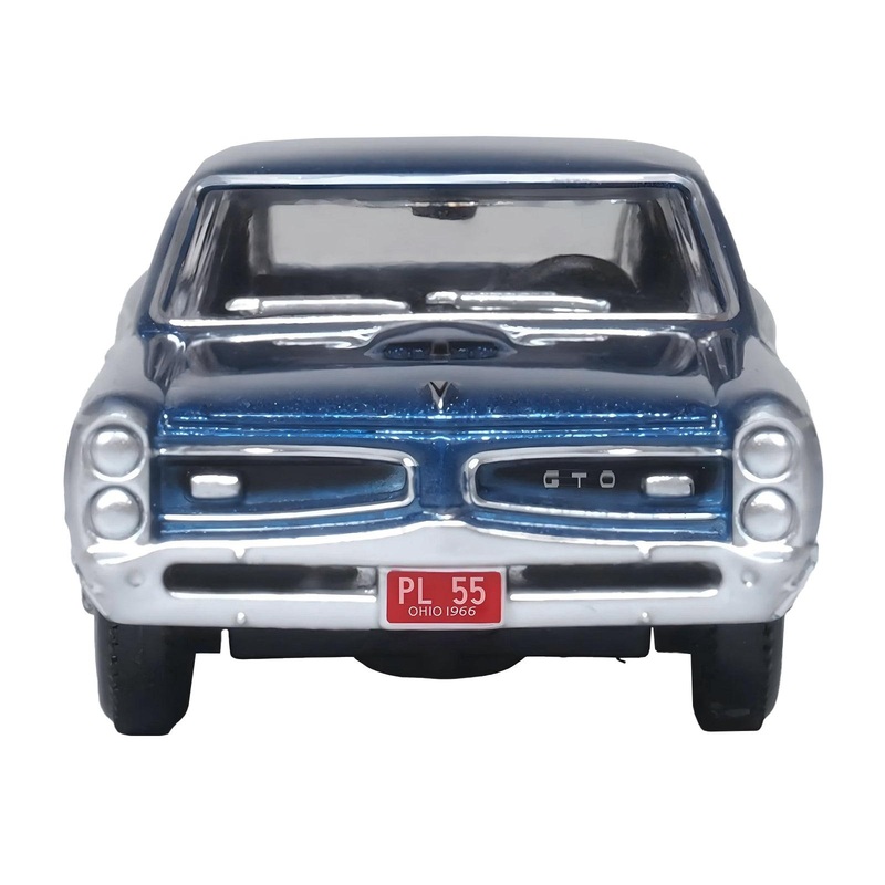 1966 Pontiac GTO Fontaine Blue Metallic 1/87 (HO) Scale Diecast Model Car by Oxford Diecast