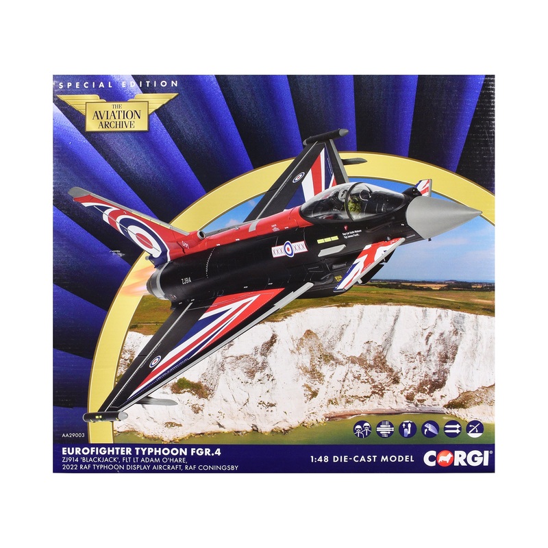 Eurofighter Typhoon FGR4 Aircraft “Blackjack RAF Typhoon Display Aircraft” (2022) British Royal Air Force “The Aviation Archive” Series 1/48 Diecast Model by Corgi