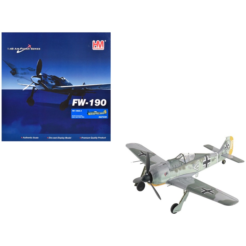 Focke-Wulf FW 190A-3 Fighter Aircraft “III/JG 2 Commander Hptm. Hans Hahn WWII” German Luftwaffe “Air Power Series” 1/48 Diecast Model by Hobby Master