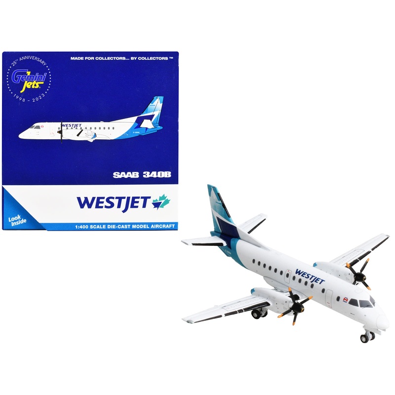 Saab 340B Commercial Aircraft “WestJet Airlines” White with Blue Tail 1/400 Diecast Model Airplane by GeminiJets