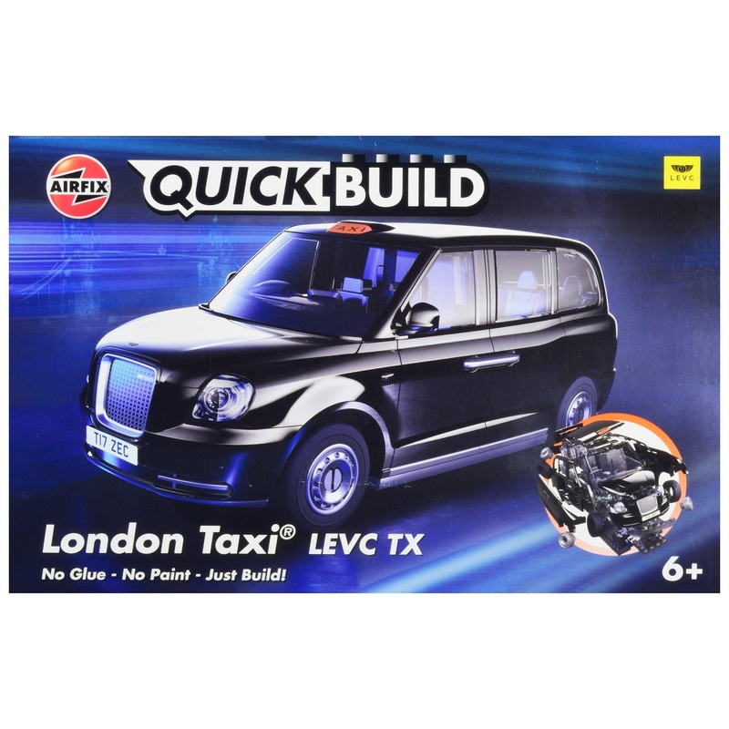 Skill 1 Model Kit London Taxi LEVC TX Black Snap Together Painted Plastic Model Car Kit by Airfix Quickbuild