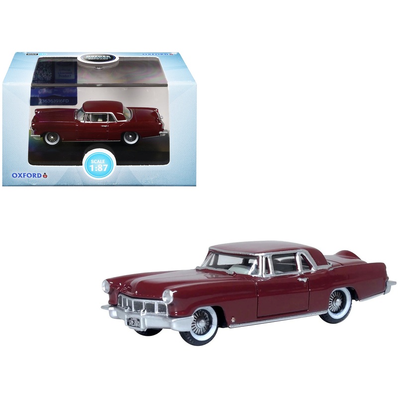 1956 Lincoln Continental Mark II Dark Red 1/87 (HO) Scale Diecast Model Car by Oxford Diecast