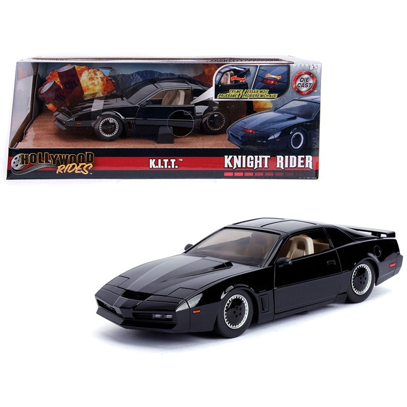 1982 Pontiac Firebird Trans Am Black with Light K.I.T.T. “Knight Rider” (1982) TV Series “Hollywood Rides” Series 1/24 Diecast Model Car by Jada