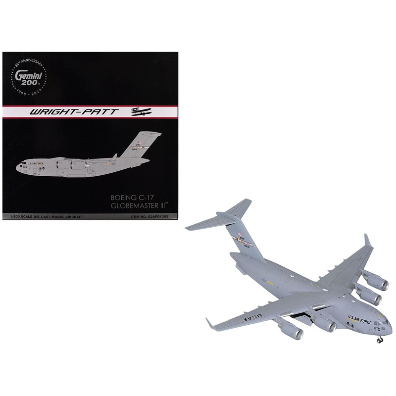 Boeing C-17 Globemaster III Transport Aircraft “Wright-Patterson Air Force Base” United States Air Force (000178) Gray “Gemini 200” Series 1/200 Diecast Model Airplane by GeminiJets