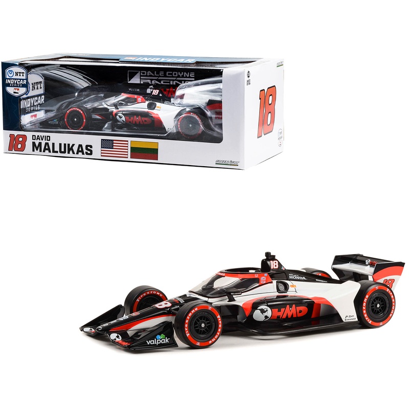 Dallara IndyCar #18 David Malukas “HMD Trucking” Dale Coyne Racing with HMD Motorsports (Road Course Configuration) “NTT IndyCar Series” (2023) 1/18 Diecast Model Car by Greenlight