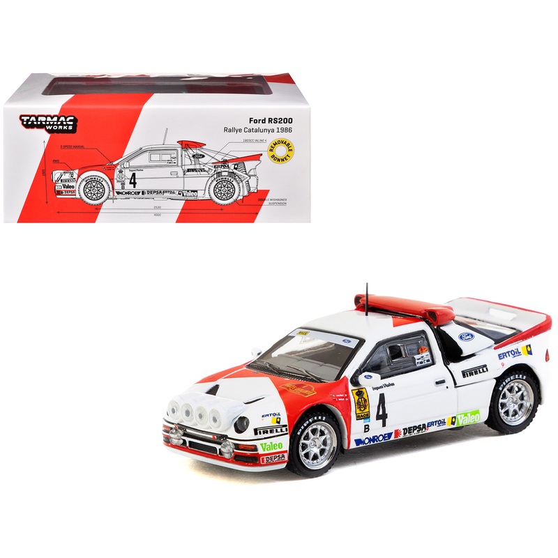 Ford RS200 #4 Antonio Zanini – Josep Autet “Rallye Catalunya” (1986) “Hobby64+” Series 1/64 Diecast Model Car by Tarmac Works