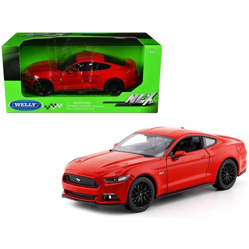 2015 Ford Mustang GT 5.0 Red “NEX Models” Series 1/24 Diecast Model Car by Welly
