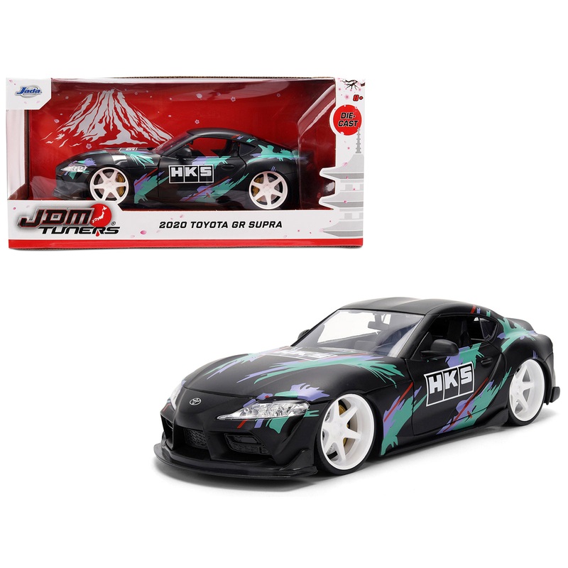 2020 Toyota GR Supra “HKS” Matt Black with Graphics “JDM Tuners” Series 1/24 Diecast Model Car by Jada