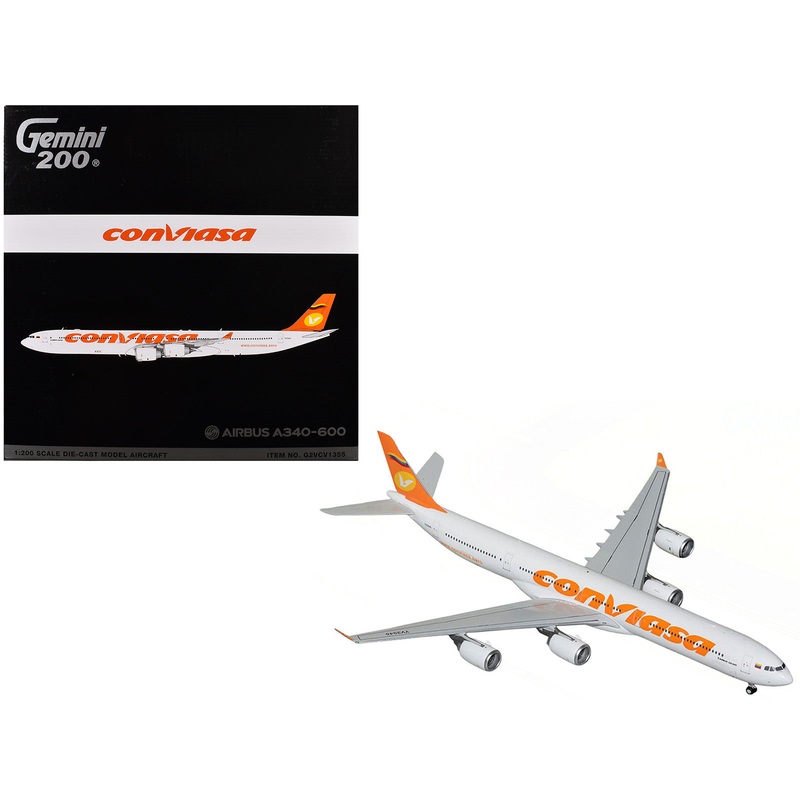 Airbus A340-600 Commercial Aircraft “Linea Aerea Conviasa” (YV3545) White with Orange Tail “Gemini 200” Series 1/200 Diecast Model Airplane by GeminiJets