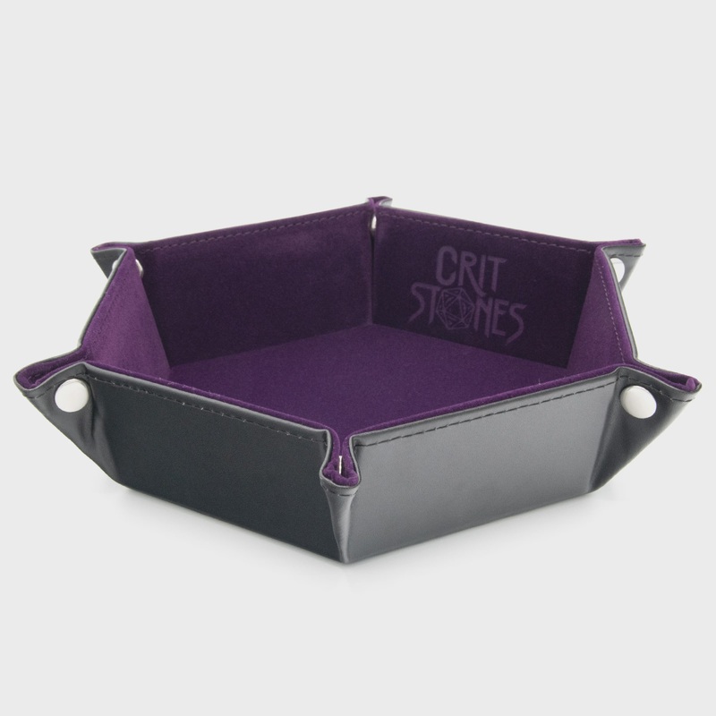 CritStones – Hexagonal Foldable Dice Tray – Purple