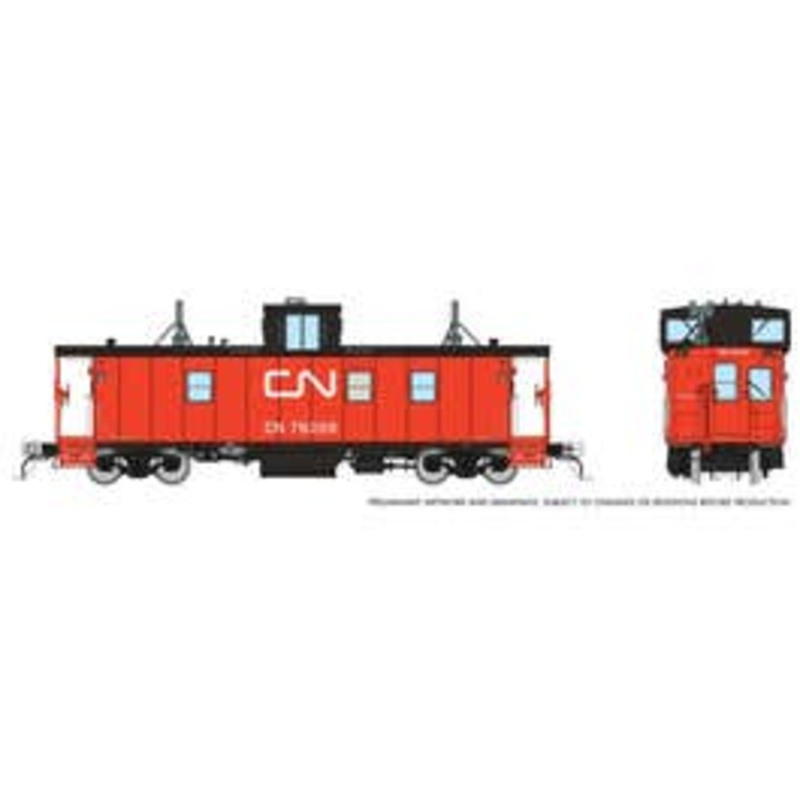 Rapido 166028 HO HS Caboose: CN – As-delivered Red/Orange Steps: #79322