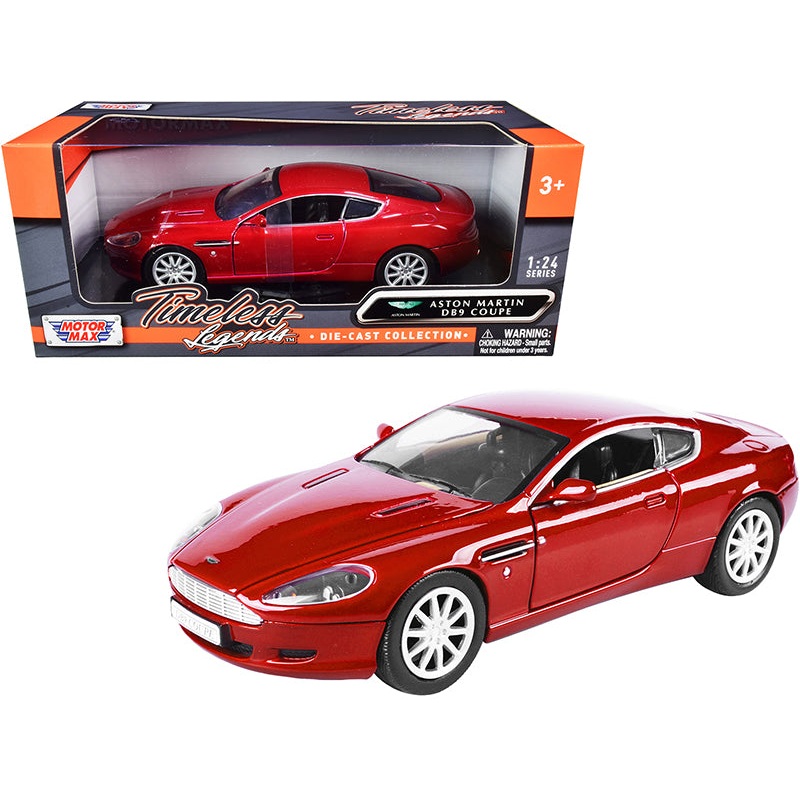 Aston Martin DB9 Coupe Red “Timeless Legends” 1/24 Diecast Model Car by Motormax