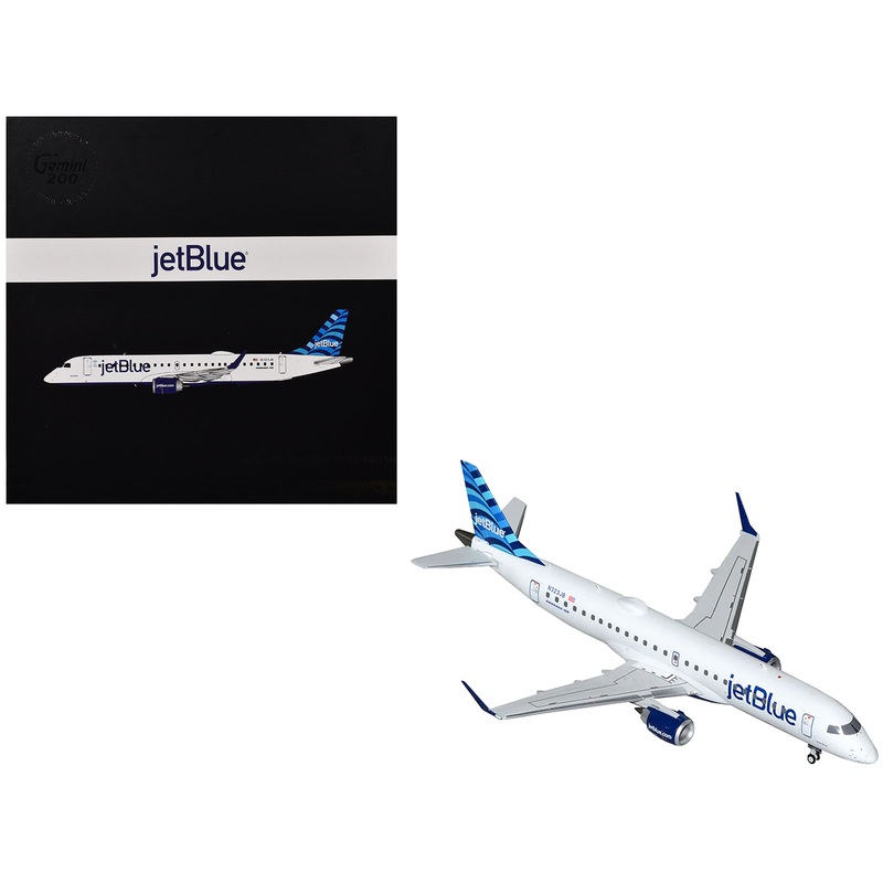Embraer ERJ-190 Commercial Aircraft “JetBlue Airways” (N323JB) White with Blue Striped Tail “Gemini 200” Series 1/200 Diecast Model Airplane by GeminiJets
