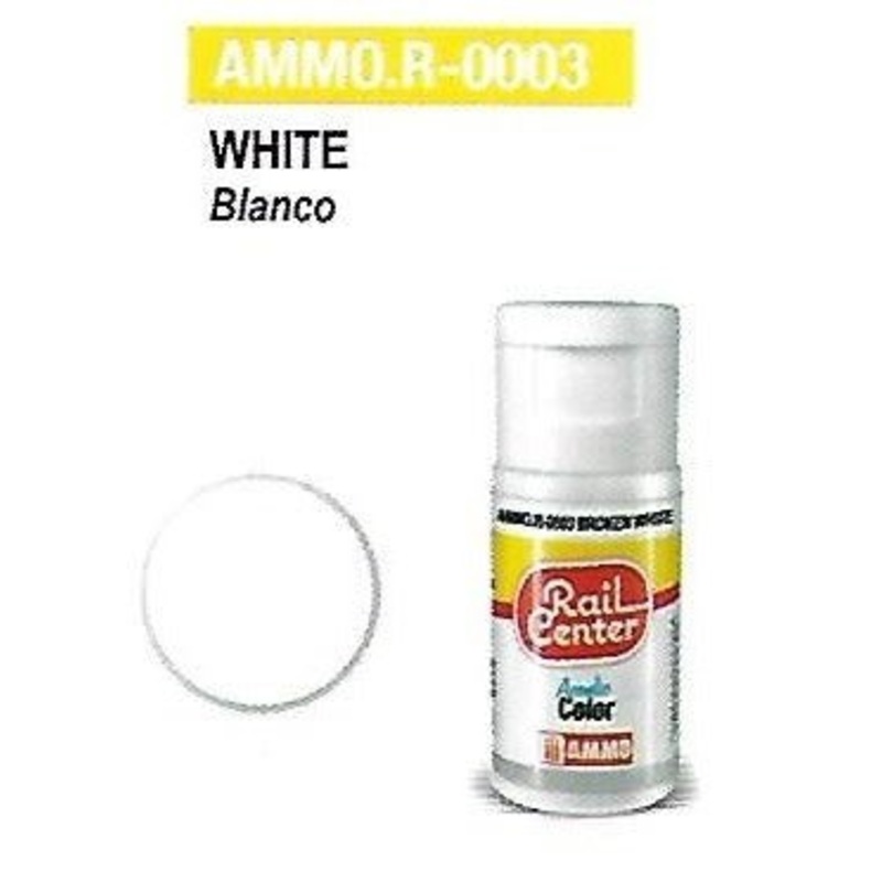 Rail Center Paint R-0003, White, 15ml bottle, Acrylic Paint