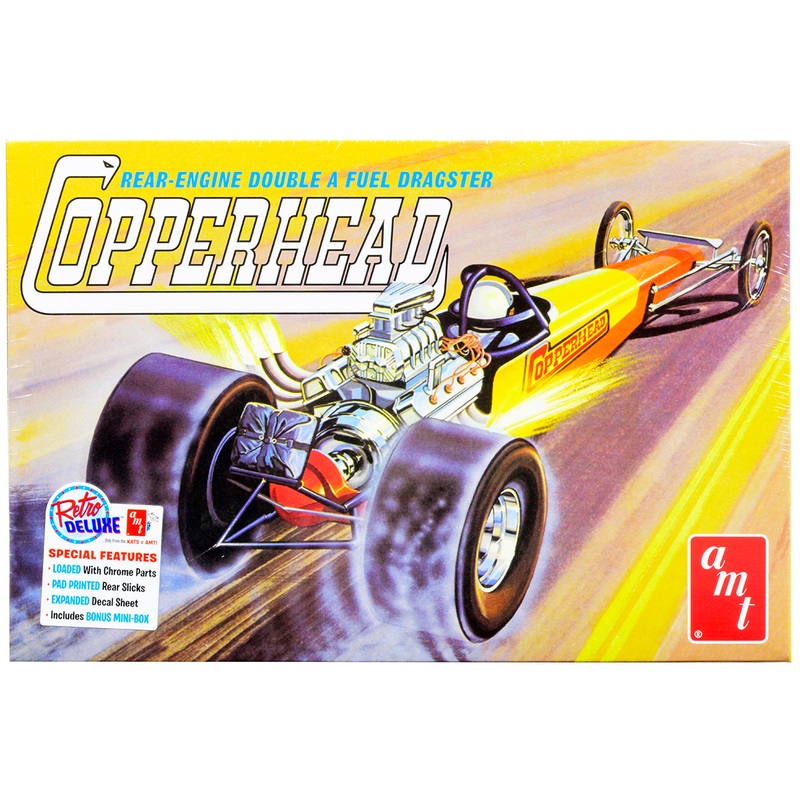 Skill 2 Model Kit 1934 Copperhead Rear-Engine Double A Fuel Dragster 1/25 Scale Model by AMT