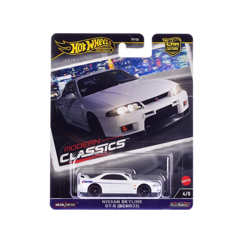 Nissan Skyline GT-R (BCNR33) “GReddy” White “Modern Classics” Series Diecast Model Car by Hot Wheels