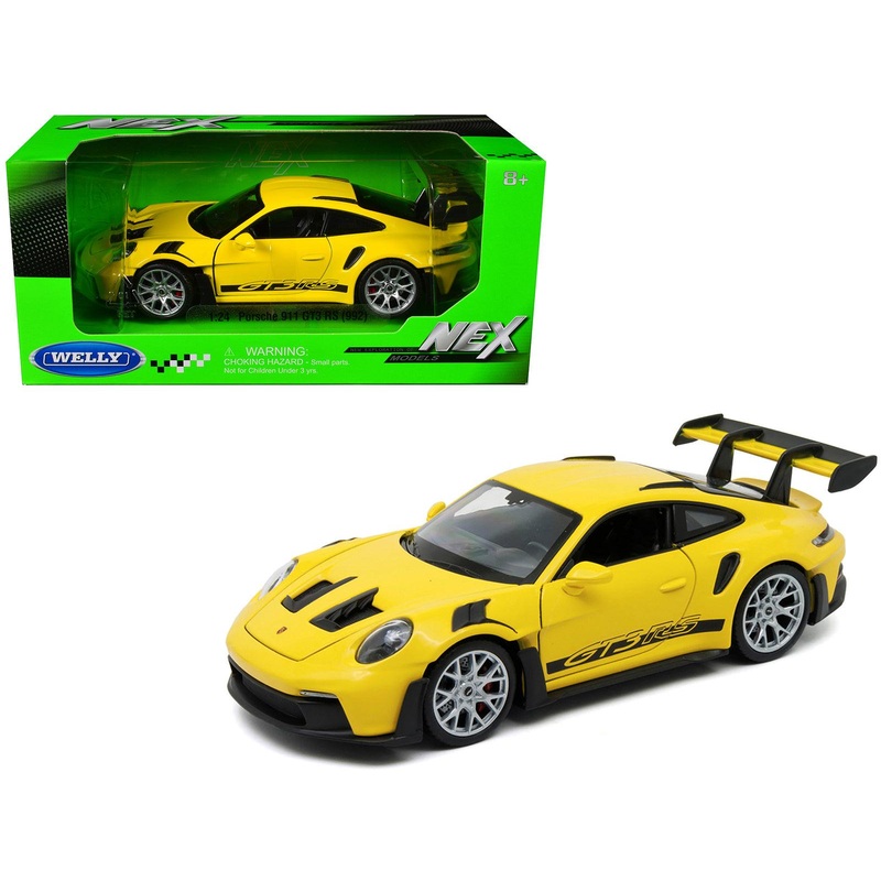 Porsche 911 GT3 RS (992) Yellow “NEX Models” Series 1/24 Diecast Model Car by Welly