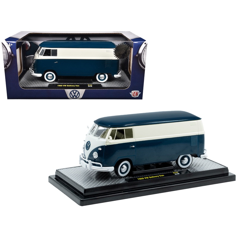 1960 Volkswagen Delivery Van Blue and White Limited Edition to 6650 pieces Worldwide 1/24 Diecast Model Car by M2 Machines