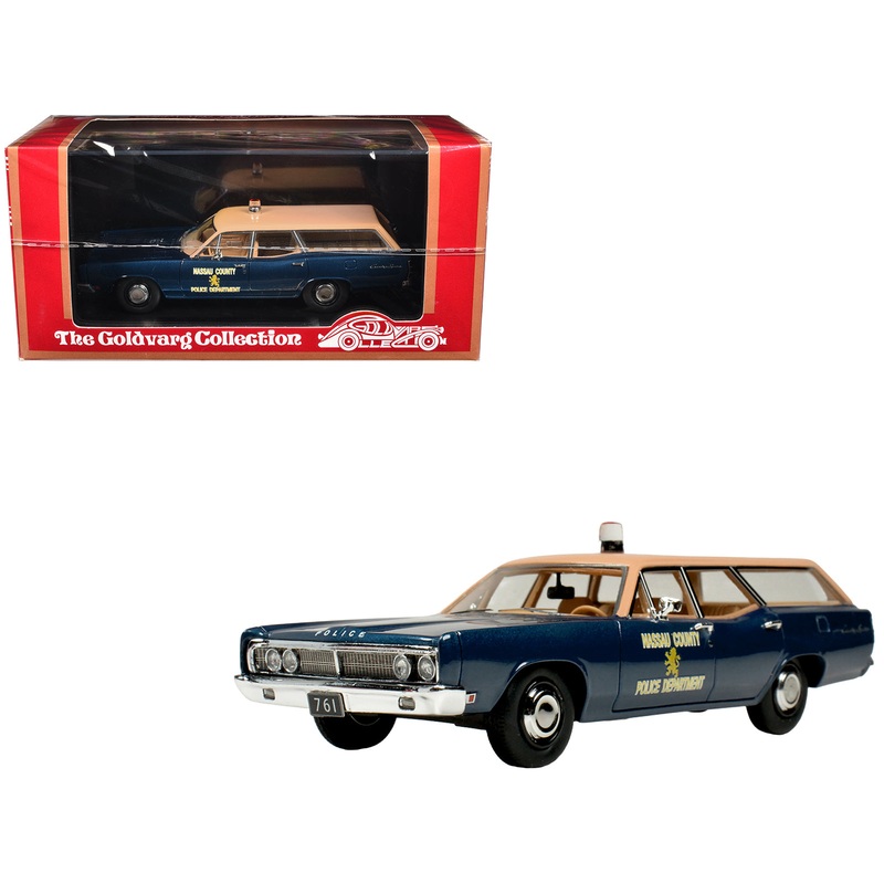 1970 Ford Country Squire Wagon Police Car “Nassau County Police Department” Blue and Tan Limited Edition to 200 pieces Worldwide 1/43 Model Car by Goldvarg Collection