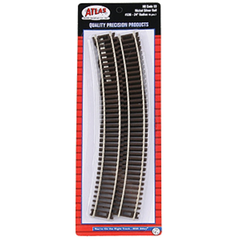 Atlas 536 HO, Code 83, 24″ Radius Curve, 22.5 Degree, 6 Pieces