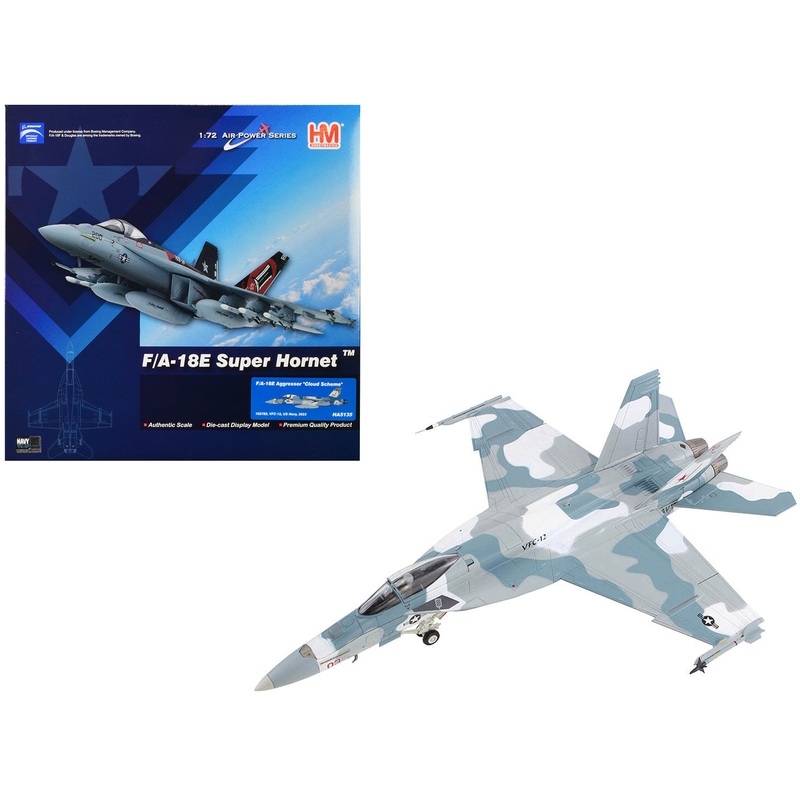 Boeing F/A-18E Super Hornet Fighter Aircraft “Cloud Scheme VFC-12 Fighting Omars” (2023) United States Navy “Air Power Series” 1/72 Diecast Model by Hobby Master