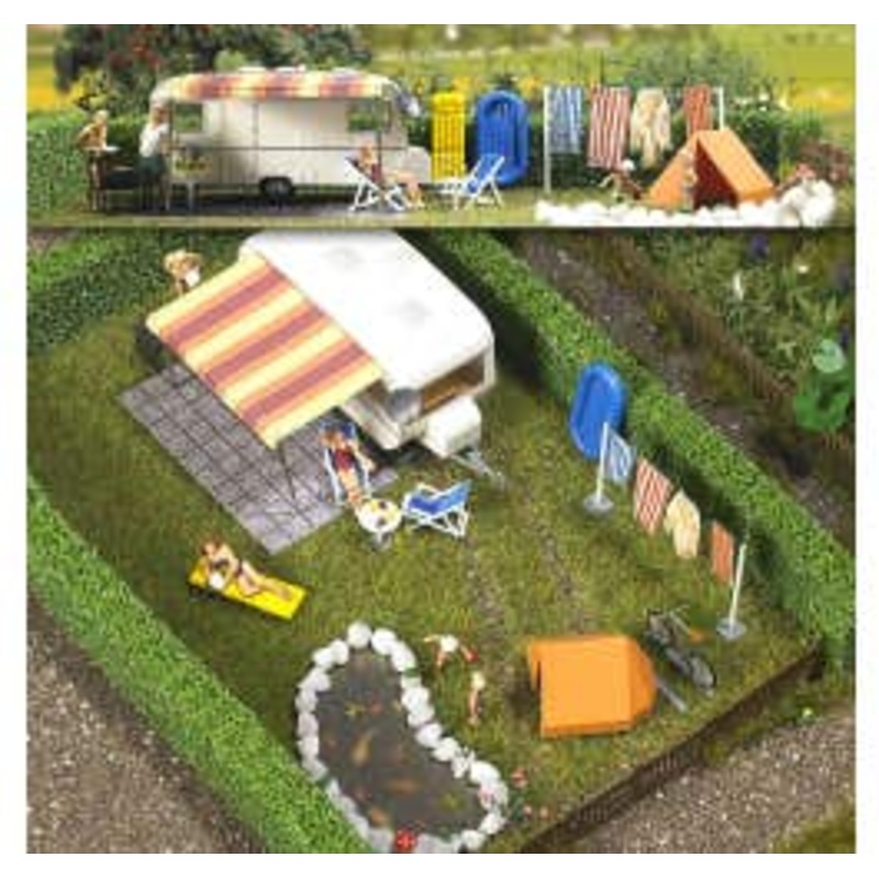Busch 6023  HO Caravan with accessories kit
