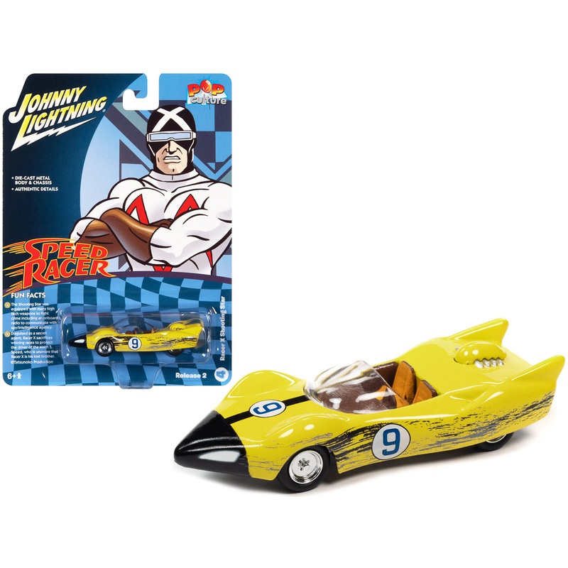 Racer X’s Shooting Star (Raced Version) “Speed Racer” (1967) TV Series “Pop Culture” 2022 Release 2 1/64 Diecast Model Car by Johnny Lightning