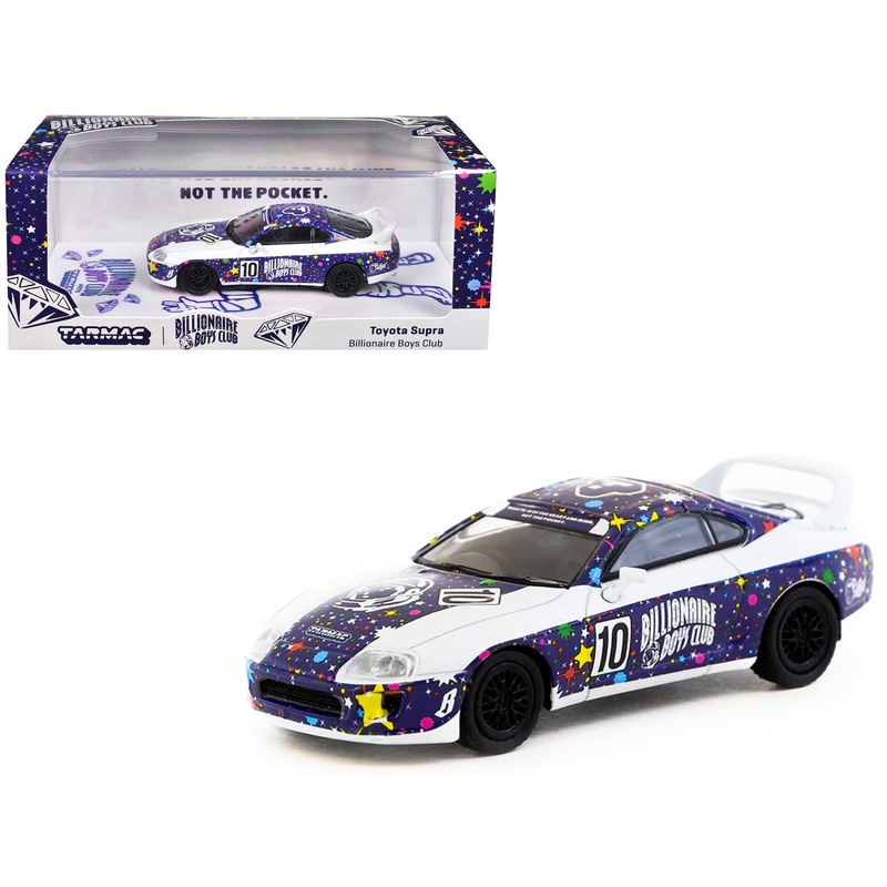 Toyota Supra RHD (Right Hand Drive) #10 “Billionaire Boys Club” Purple and White with Graphics “Hobby64” Series 1/64 Diecast Model Car by Tarmac Works
