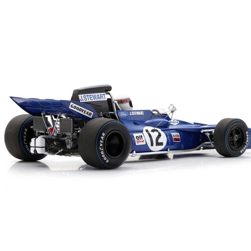 Tyrrell 003 #12 Jackie Stewart “Tyrrell-Ford” Winner Formula One F1 “British GP” (1971) with Acrylic Display Case 1/18 Model Car by Spark