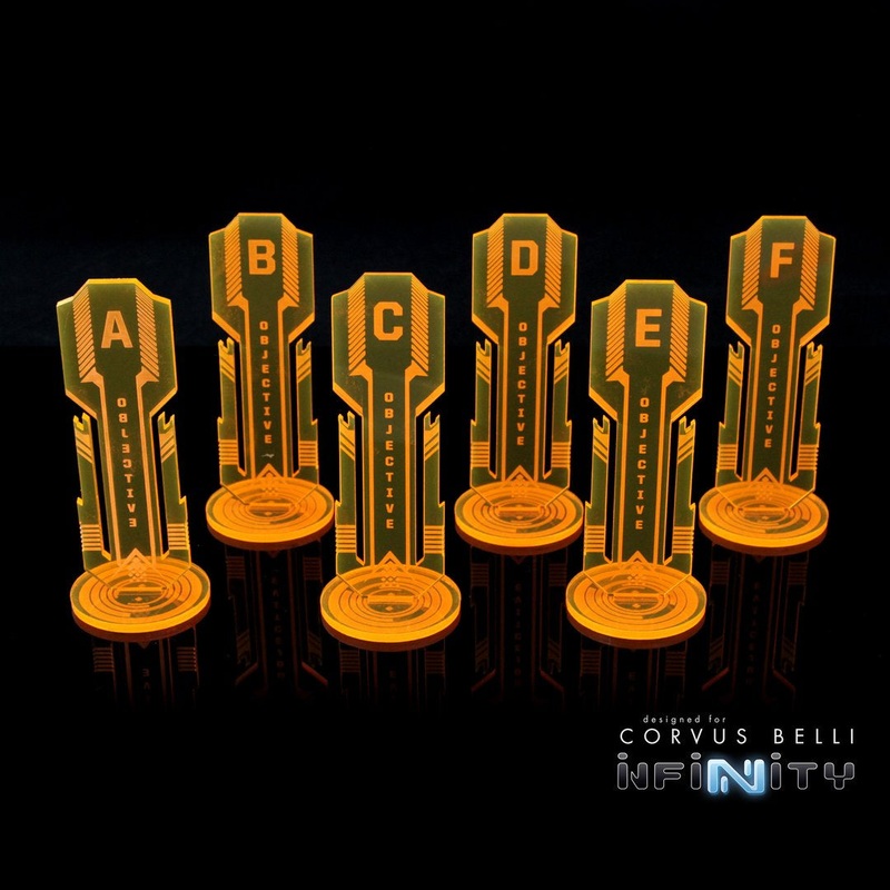 Warsenal – Acrylic Sci Fi Objectives 6 Pack – Fluorescent Orange / Alpha