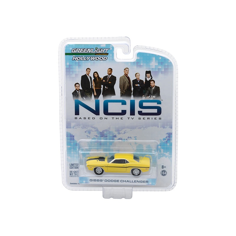 1970 Dodge Challenger R/T (Gibbs’) Yellow with Black Stripes “NCIS” (2003) TV Series “Hollywood” Series 1/64 Diecast Model Car by Greenlight