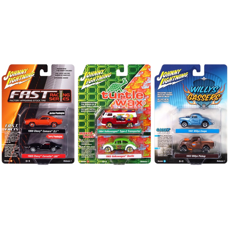 Johnny Lightning “2-Packs” 2024 Release 1 Set A of 6 pieces 1/64 Diecast Model Cars by Johnny Lightning