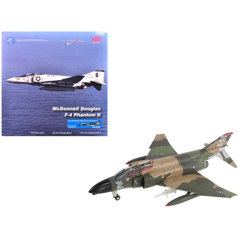 McDonnell Douglas EF-4C Wild Weasel Fighter-Bomber Aircraft “64-0840 67th TFS Korat RTAFB Super Cocks Swiss Samilar” (1971) United States Air Force “Air Power Series” 1/72 Diecast Model by Hobby Master