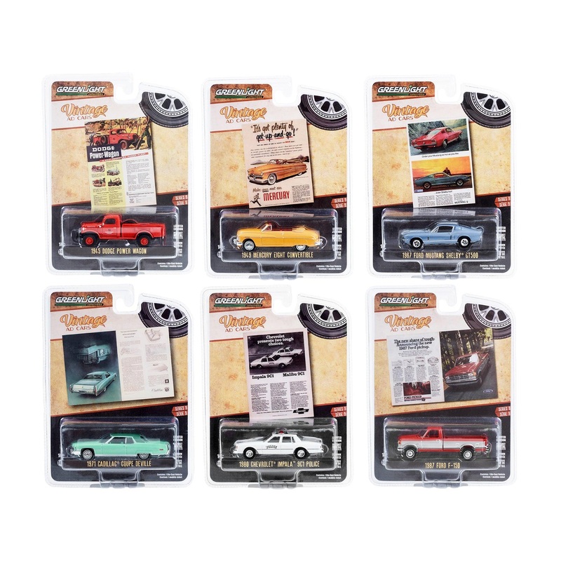 “Vintage Ad Cars” Set of 6 pieces Series 9  1/64 Diecast Model Cars by Greenlight